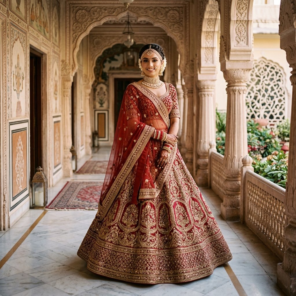 Classic Red Bridal Lehenga Palace