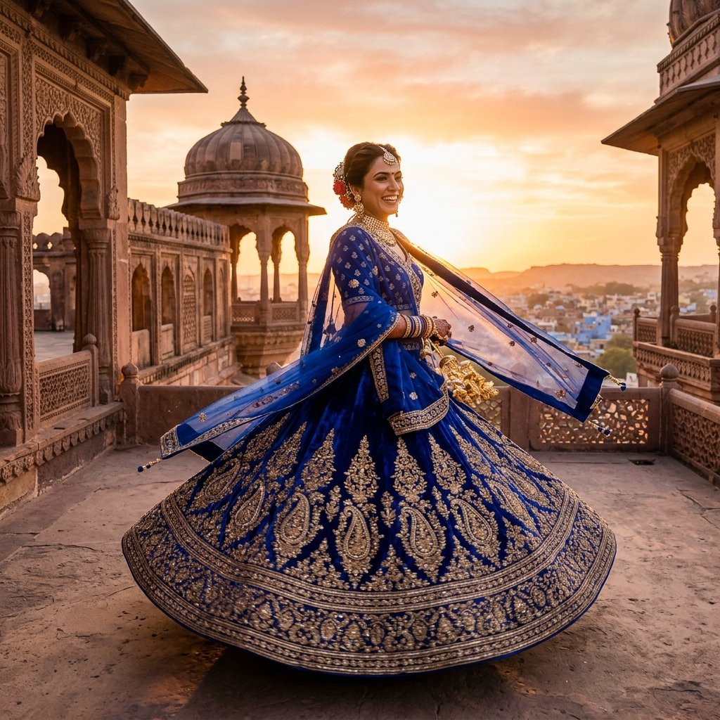 Bridal Lehenga Twirl Blue