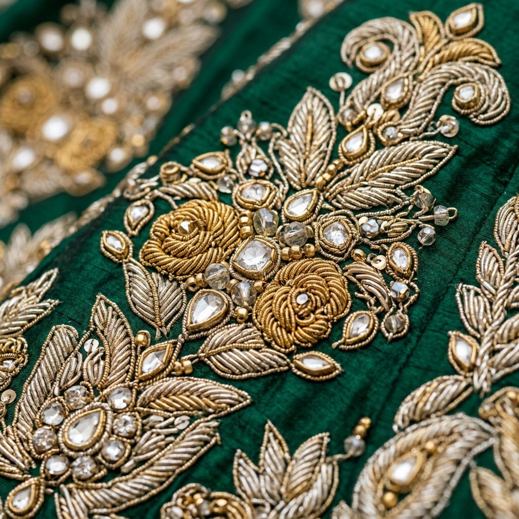 Zardozi Embroidery Bridal Lehenga Close-up